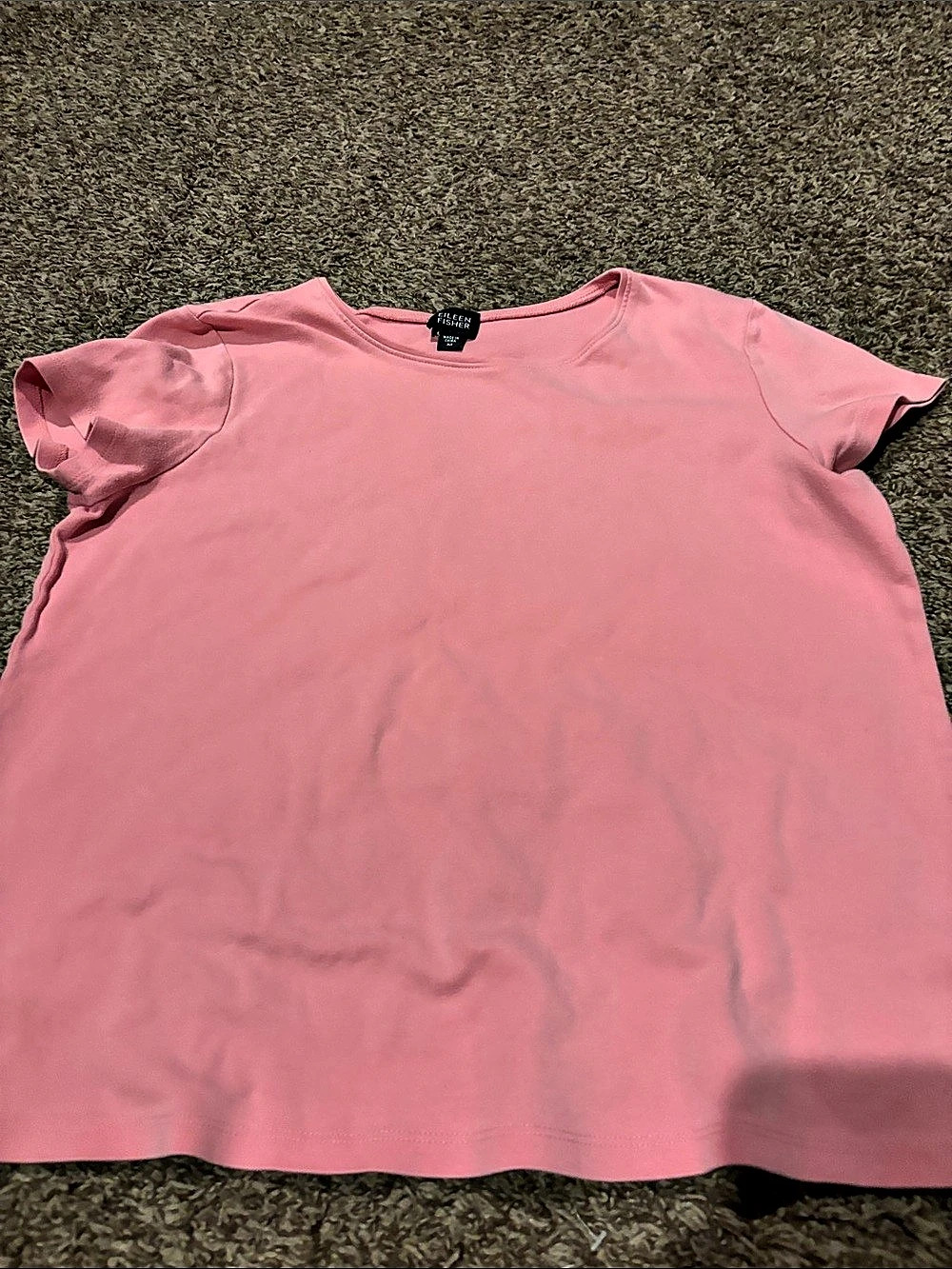 Eileen Fisher Organic Cotton Crew Neck Short Sleeve Tee Pink Medium